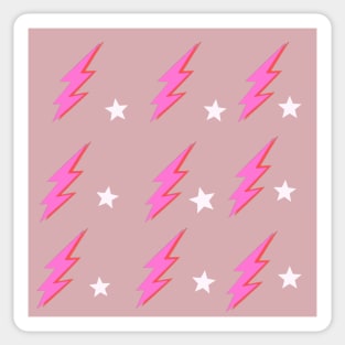 Pale Pink Lightening Bolts and Stars Sticker